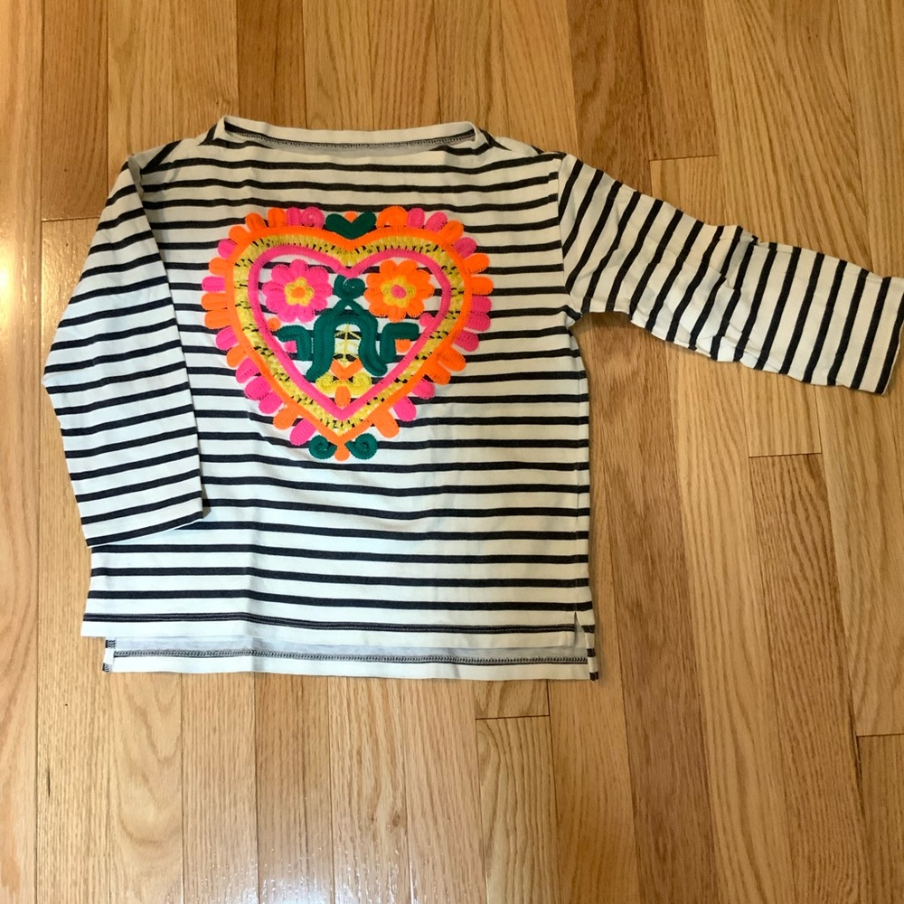 EUC J CREW/CREWCUT STRIPED EMBROIDERED TOP SZ 8